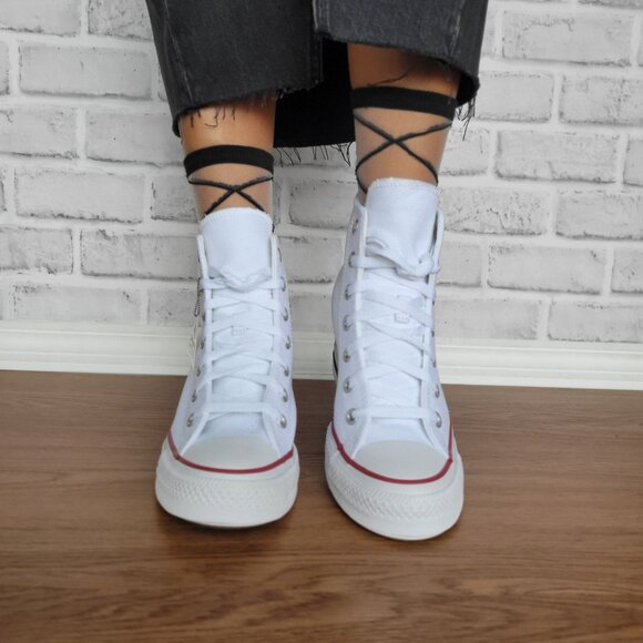 ❤️Converse Chuck Taylor Wedge Platform Sz 9 Womens Shoes Sneakers White A11908C - Picture 5 of 8